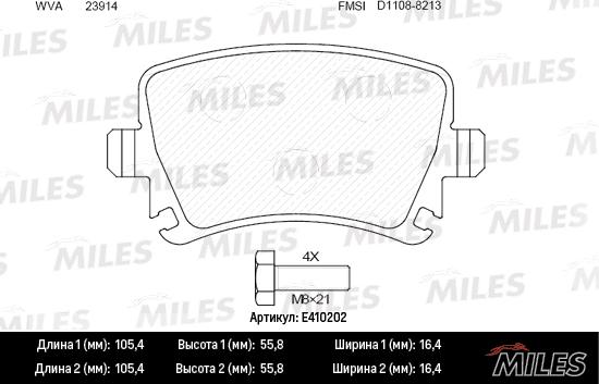 Miles E410202 - Kit pastiglie freno, Freno a disco autozon.pro