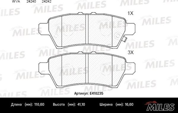 Miles E410235 - Kit pastiglie freno, Freno a disco autozon.pro