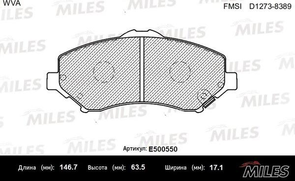 Miles E500550 - Kit pastiglie freno, Freno a disco autozon.pro