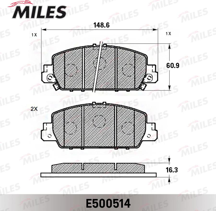 Miles E500514 - Kit pastiglie freno, Freno a disco autozon.pro