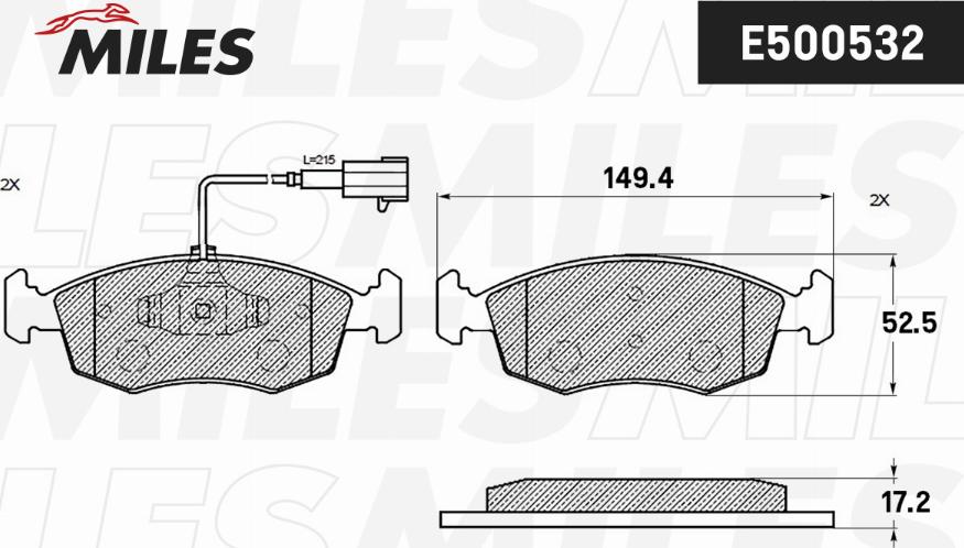 Miles E500532 - Kit pastiglie freno, Freno a disco autozon.pro