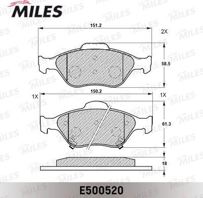 Miles E500520 - Kit pastiglie freno, Freno a disco autozon.pro