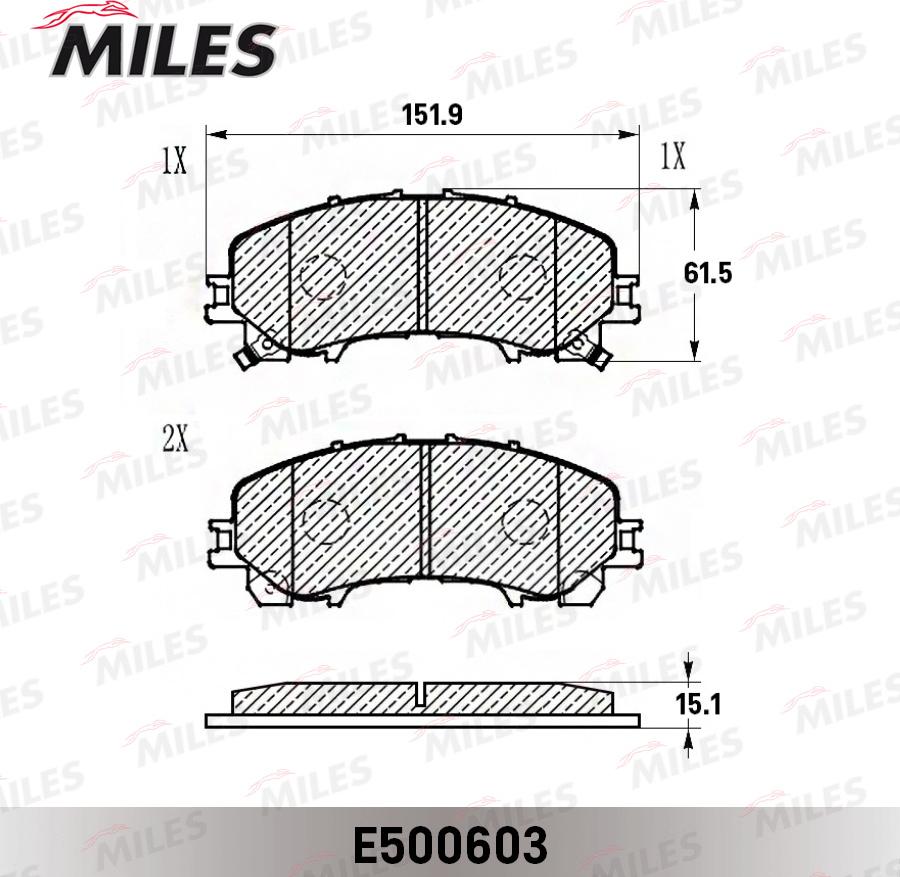 Miles E500603 - Kit pastiglie freno, Freno a disco autozon.pro