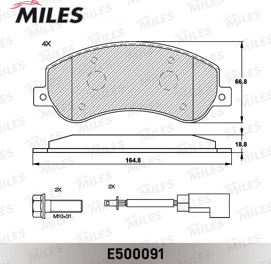 Miles E500091 - Kit pastiglie freno, Freno a disco autozon.pro