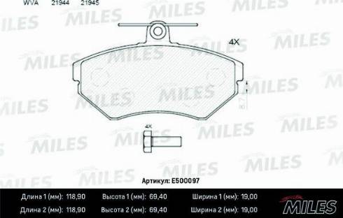 Miles E500097 - Kit pastiglie freno, Freno a disco autozon.pro