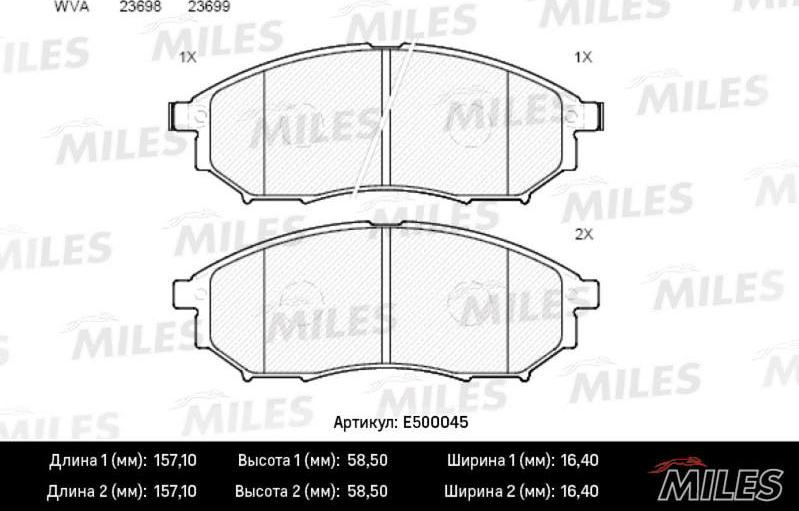 Miles E500045 - Kit pastiglie freno, Freno a disco autozon.pro