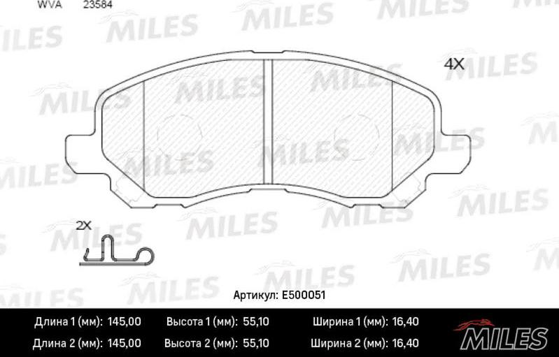 Miles E500051 - Kit pastiglie freno, Freno a disco autozon.pro