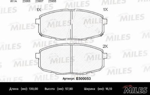 Miles E500053 - Kit pastiglie freno, Freno a disco autozon.pro