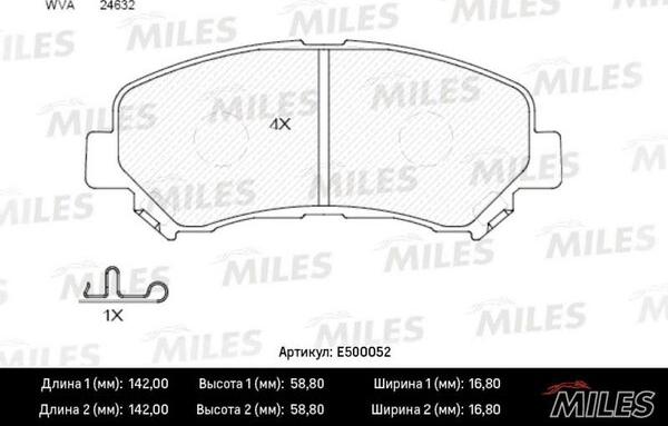 Miles E500052 - Kit pastiglie freno, Freno a disco autozon.pro