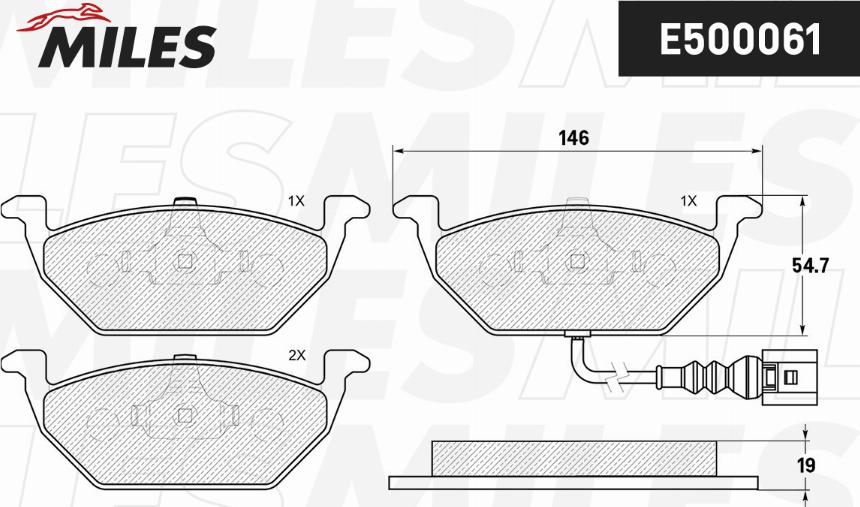 Miles E500061 - Kit pastiglie freno, Freno a disco autozon.pro