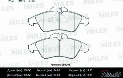 Miles E500067 - Kit pastiglie freno, Freno a disco autozon.pro