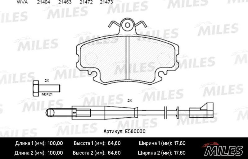 Miles E500000 - Kit pastiglie freno, Freno a disco autozon.pro