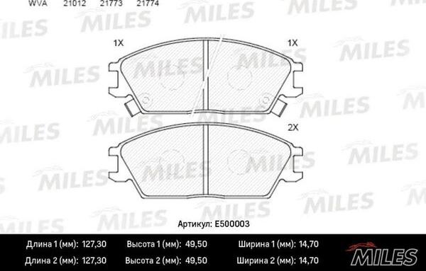 Miles E500003 - Kit pastiglie freno, Freno a disco autozon.pro