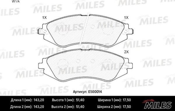 Miles E500014 - Kit pastiglie freno, Freno a disco autozon.pro