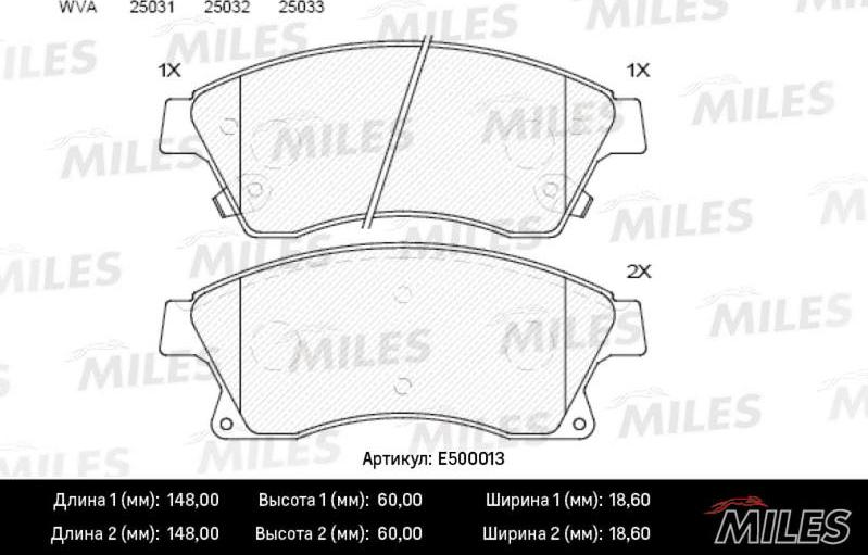 Miles E500013 - Kit pastiglie freno, Freno a disco autozon.pro