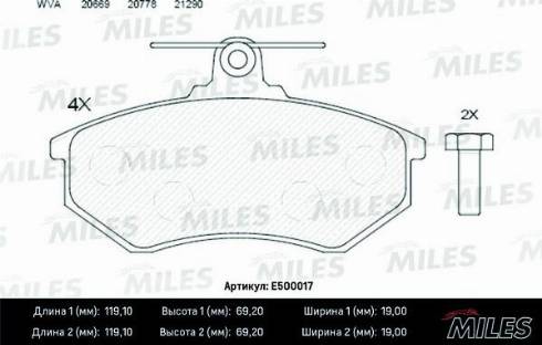 Miles E500017 - Kit pastiglie freno, Freno a disco autozon.pro