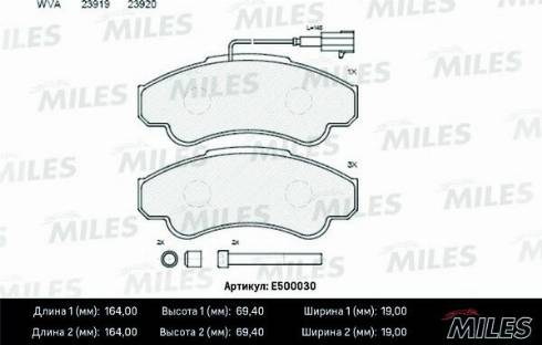 Miles E500030 - Kit pastiglie freno, Freno a disco autozon.pro