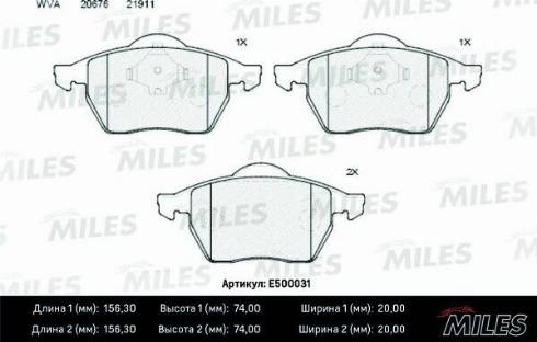 Miles E500031 - Kit pastiglie freno, Freno a disco autozon.pro