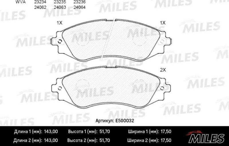 Miles E500032 - Kit pastiglie freno, Freno a disco autozon.pro