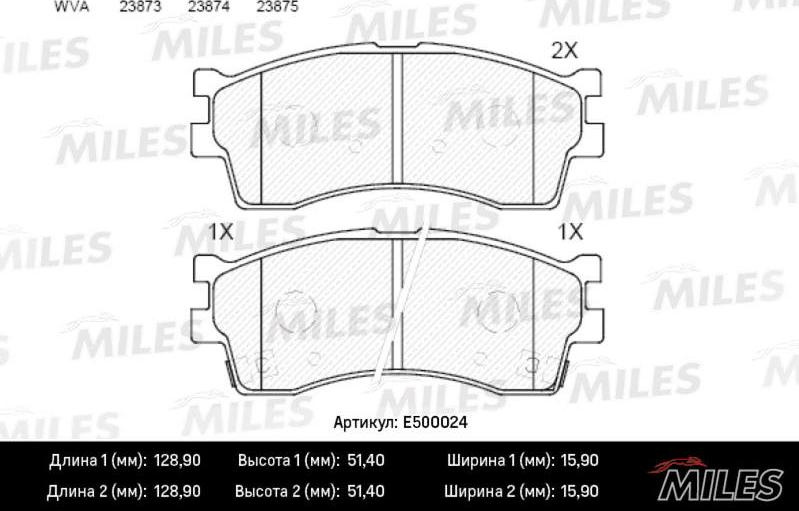 Miles E500024 - Kit pastiglie freno, Freno a disco autozon.pro