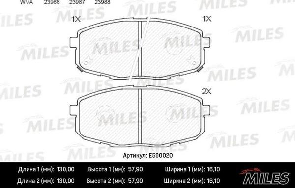 Miles E500020 - Kit pastiglie freno, Freno a disco autozon.pro