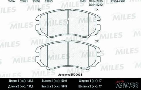 Miles E500028 - Kit pastiglie freno, Freno a disco autozon.pro