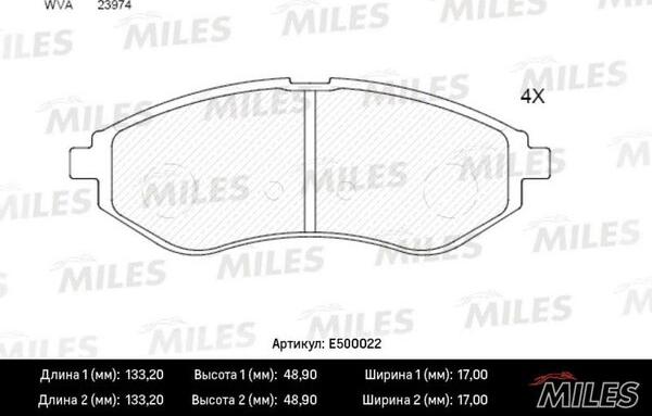 Miles E500022 - Kit pastiglie freno, Freno a disco autozon.pro