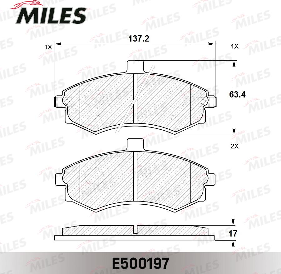 Miles E500197 - Kit pastiglie freno, Freno a disco autozon.pro