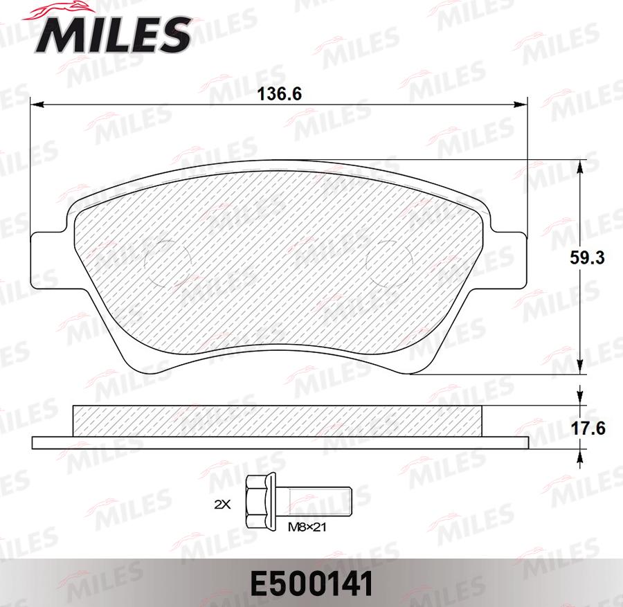 Miles E500141 - Kit pastiglie freno, Freno a disco autozon.pro