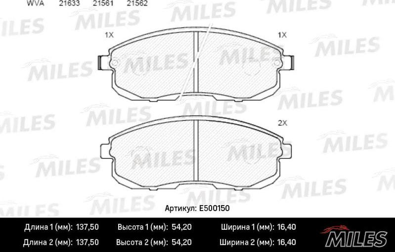 Miles E500150 - Kit pastiglie freno, Freno a disco autozon.pro