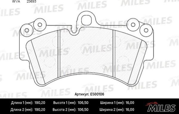 Miles E500106 - Kit pastiglie freno, Freno a disco autozon.pro