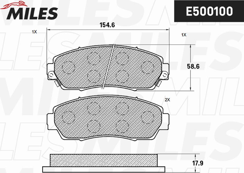 Miles E500100 - Kit pastiglie freno, Freno a disco autozon.pro