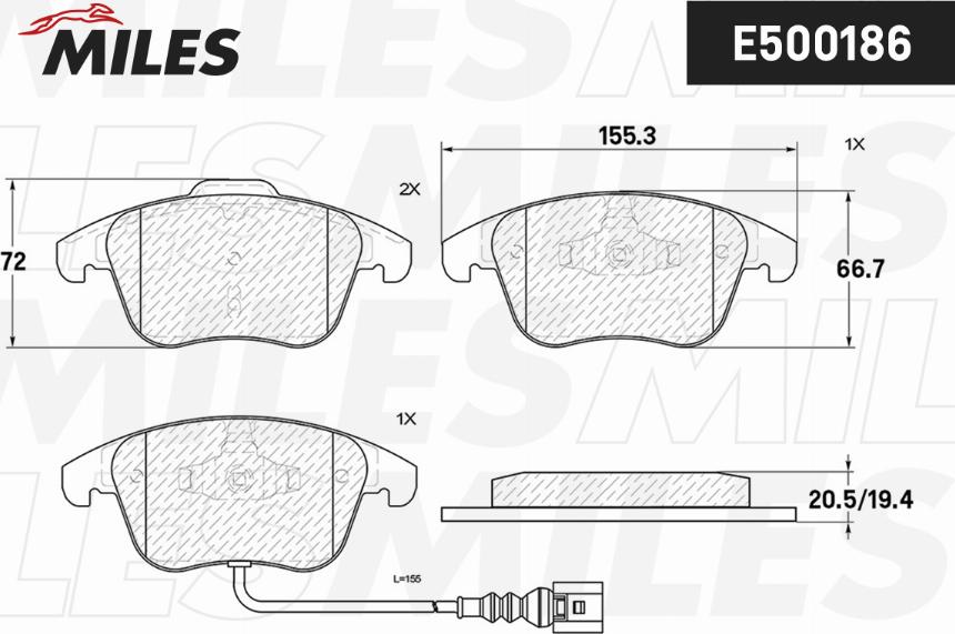 Miles E500186 - Kit pastiglie freno, Freno a disco autozon.pro