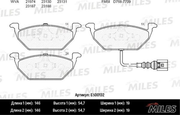 Miles E500132 - Kit pastiglie freno, Freno a disco autozon.pro