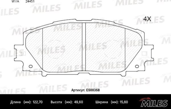 Miles E500358 - Kit pastiglie freno, Freno a disco autozon.pro