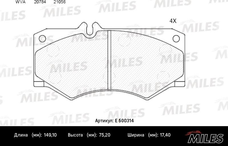 Miles E500314 - Kit pastiglie freno, Freno a disco autozon.pro