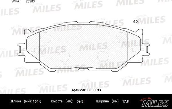 Miles E500313 - Kit pastiglie freno, Freno a disco autozon.pro