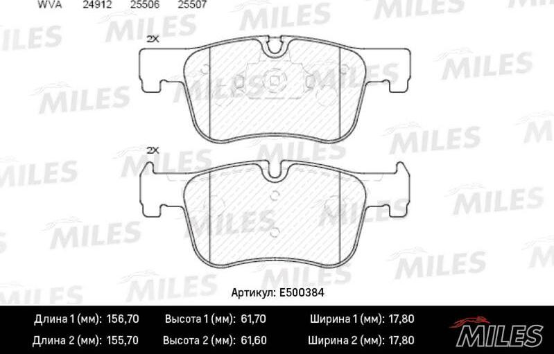 Miles E500384 - Kit pastiglie freno, Freno a disco autozon.pro