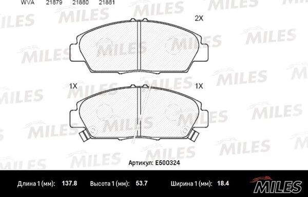 Miles E500324 - Kit pastiglie freno, Freno a disco autozon.pro