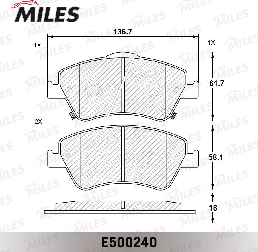 Miles E500240 - Kit pastiglie freno, Freno a disco autozon.pro