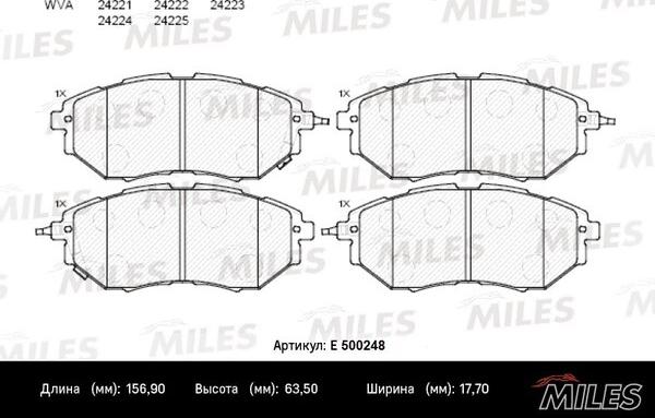 Miles E500248 - Kit pastiglie freno, Freno a disco autozon.pro