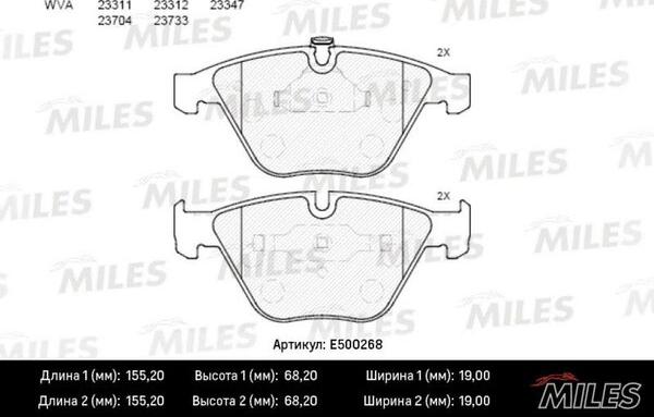 Miles E500268 - Kit pastiglie freno, Freno a disco autozon.pro