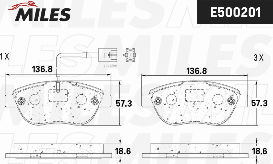 Miles E500201 - Kit pastiglie freno, Freno a disco autozon.pro