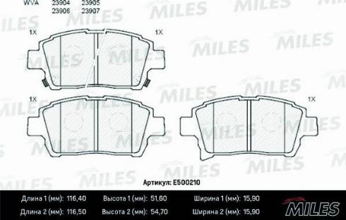 Miles E500210 - Kit pastiglie freno, Freno a disco autozon.pro