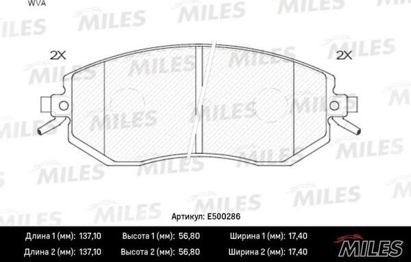 Miles E500286 - Kit pastiglie freno, Freno a disco autozon.pro