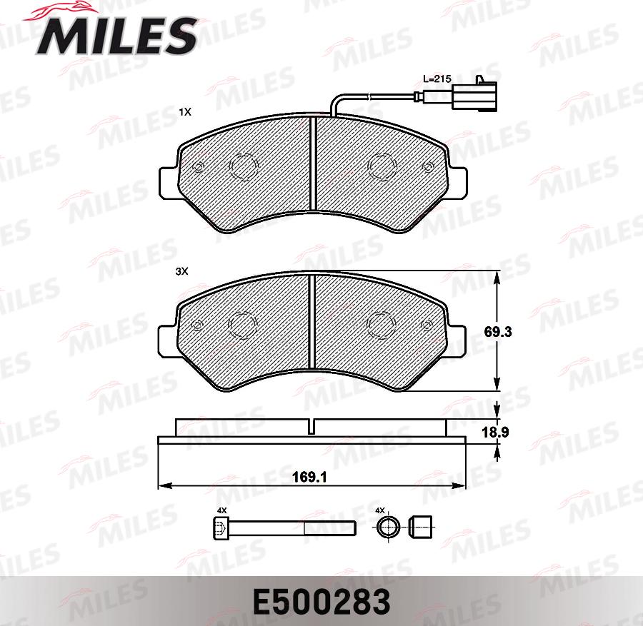 Miles E500283 - Kit pastiglie freno, Freno a disco autozon.pro