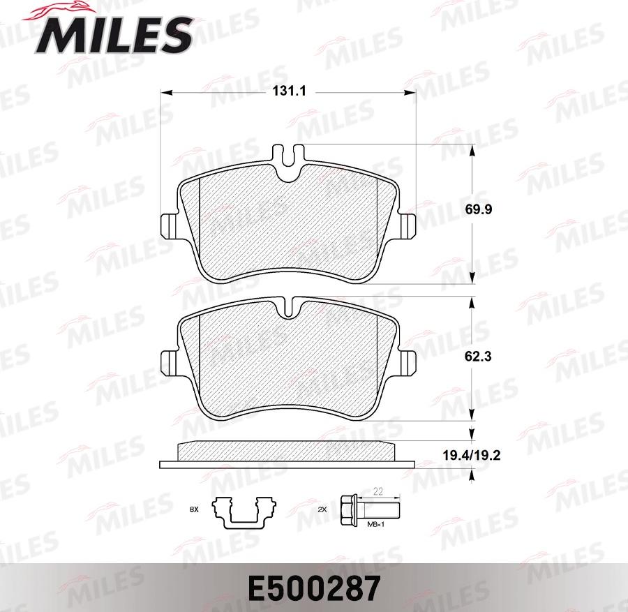 Miles E500287 - Kit pastiglie freno, Freno a disco autozon.pro