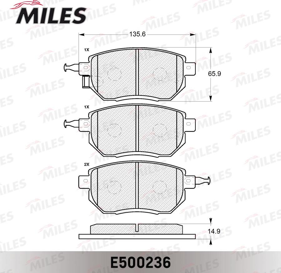 Miles E500236 - Kit pastiglie freno, Freno a disco autozon.pro