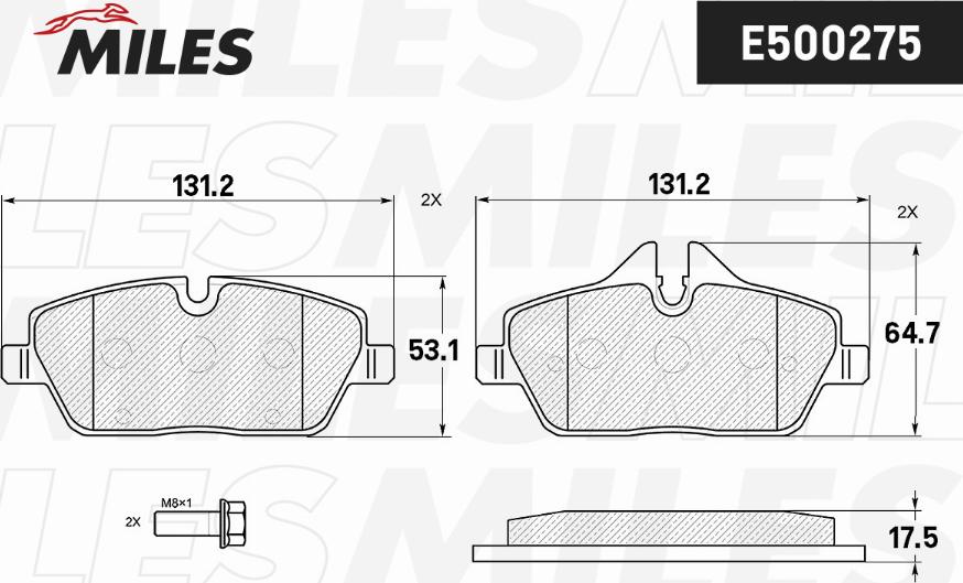 Miles E500275 - Kit pastiglie freno, Freno a disco autozon.pro