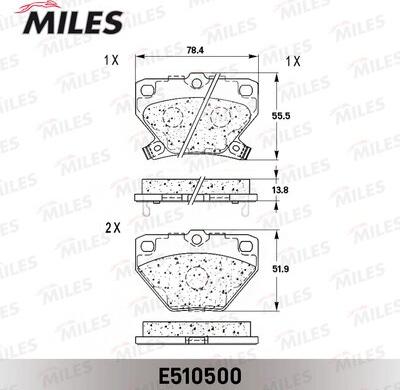 Miles E510500 - Kit pastiglie freno, Freno a disco autozon.pro